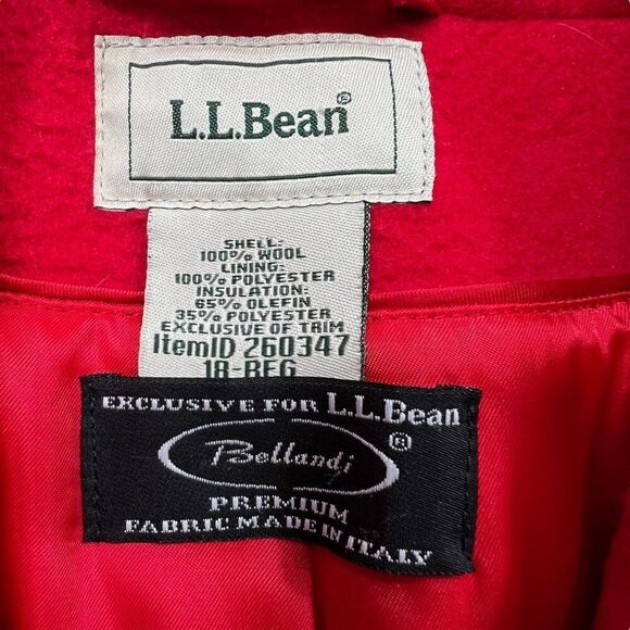 L.L. Bean Women's Bellandi Wool Pea Coat Red Size 18 Regular - Picture 5 of 8